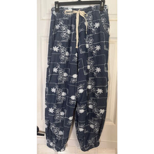 Women's POL Blue & White Floral Embroidered Pants S